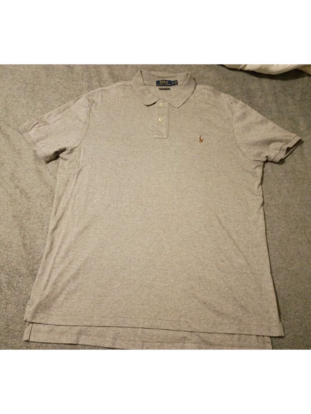Y2K Polo Ralph Lauren Men's Gray Pima Soft Touch Polo Shirt XL